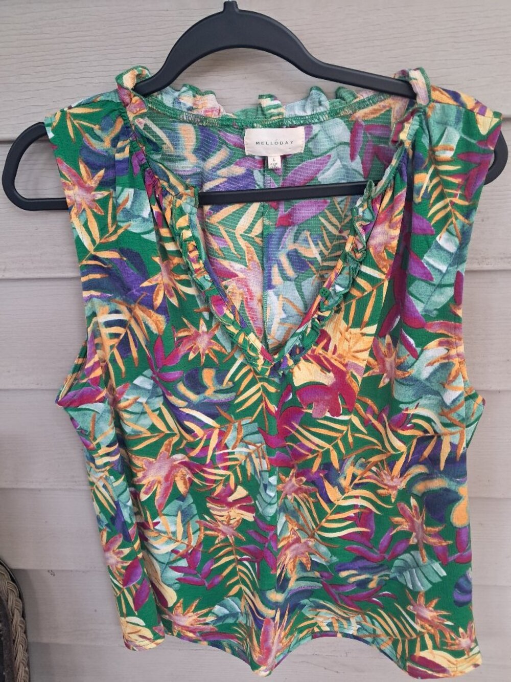 Colorful Tropical Print Blouse